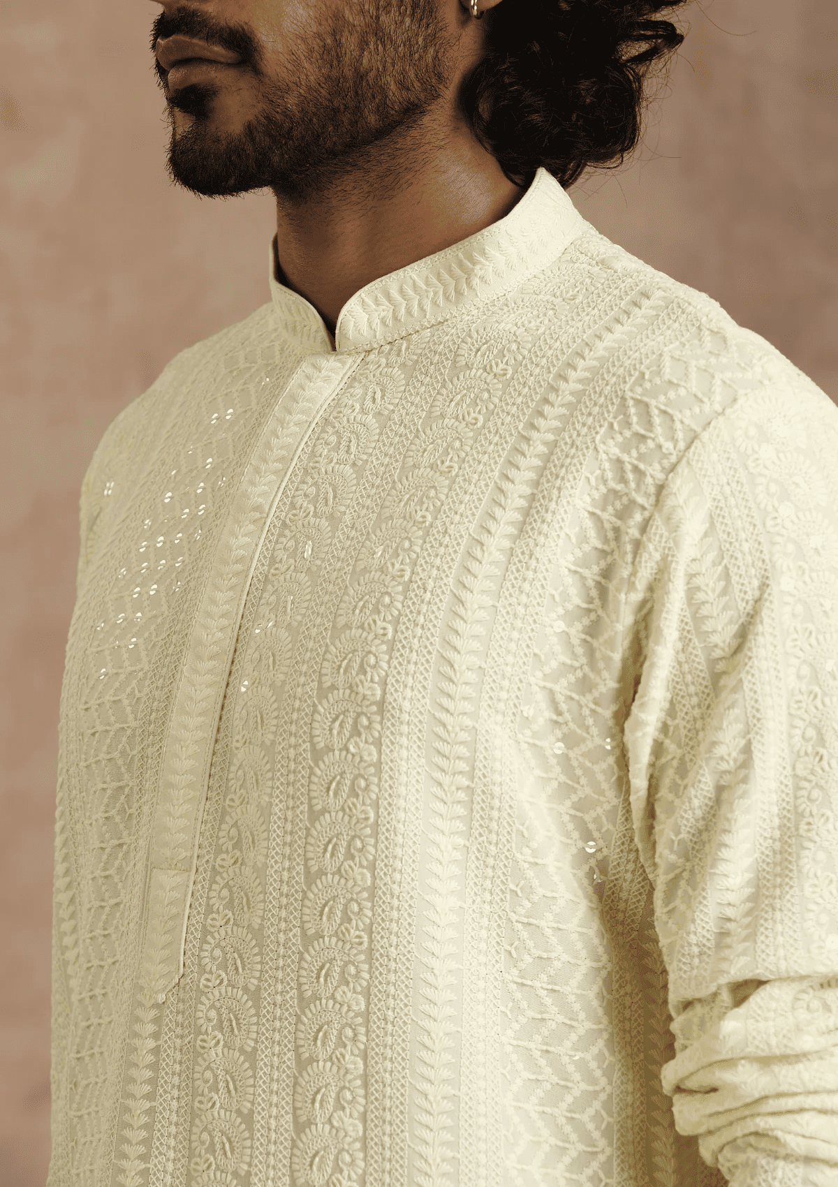 Schiffli Embroidery Fabrics for Gents Kurta / Ethnic Wear